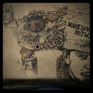 Classic rock and roll. Wood burned